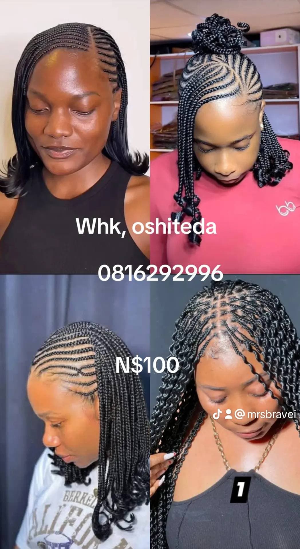 Come do your nails +eyelashes + any normal hair styles for N$350