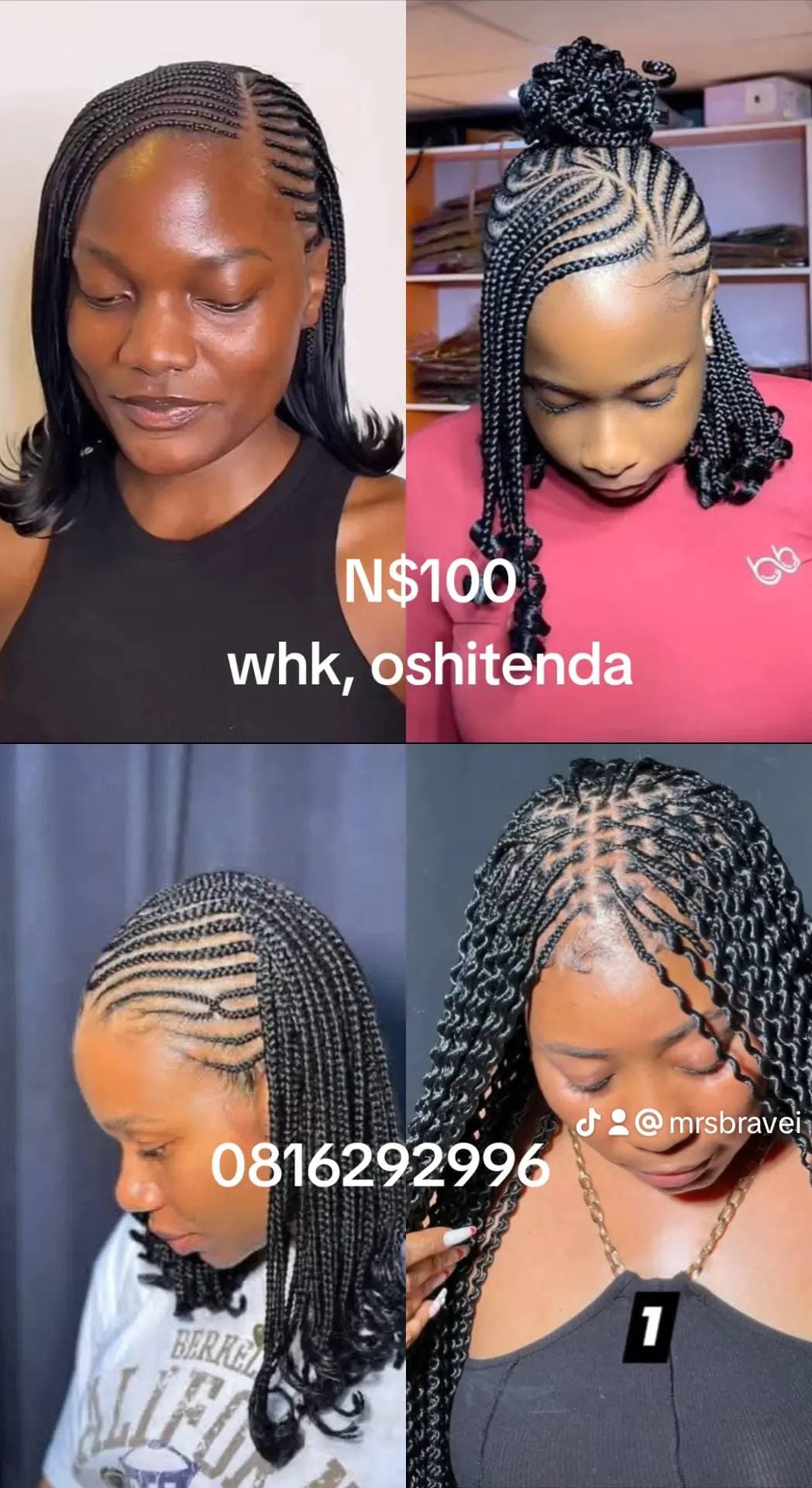 Come do your nails +eyelashes + any normal hair styles for N$350